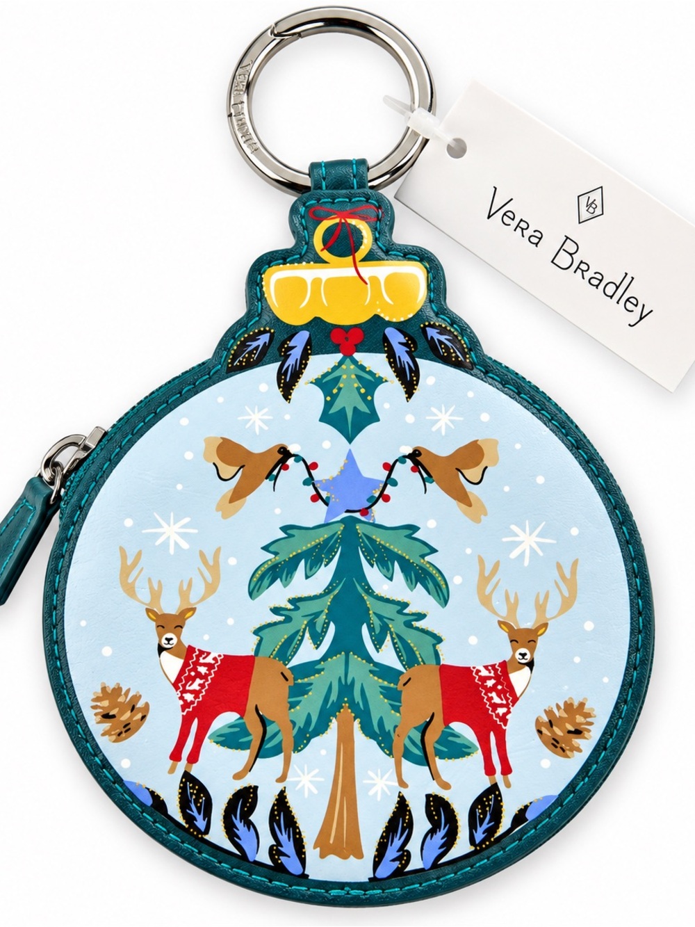 Vera Bradley Merry Mischief Ornament Coin Purse Bag Charm NWT Christmas